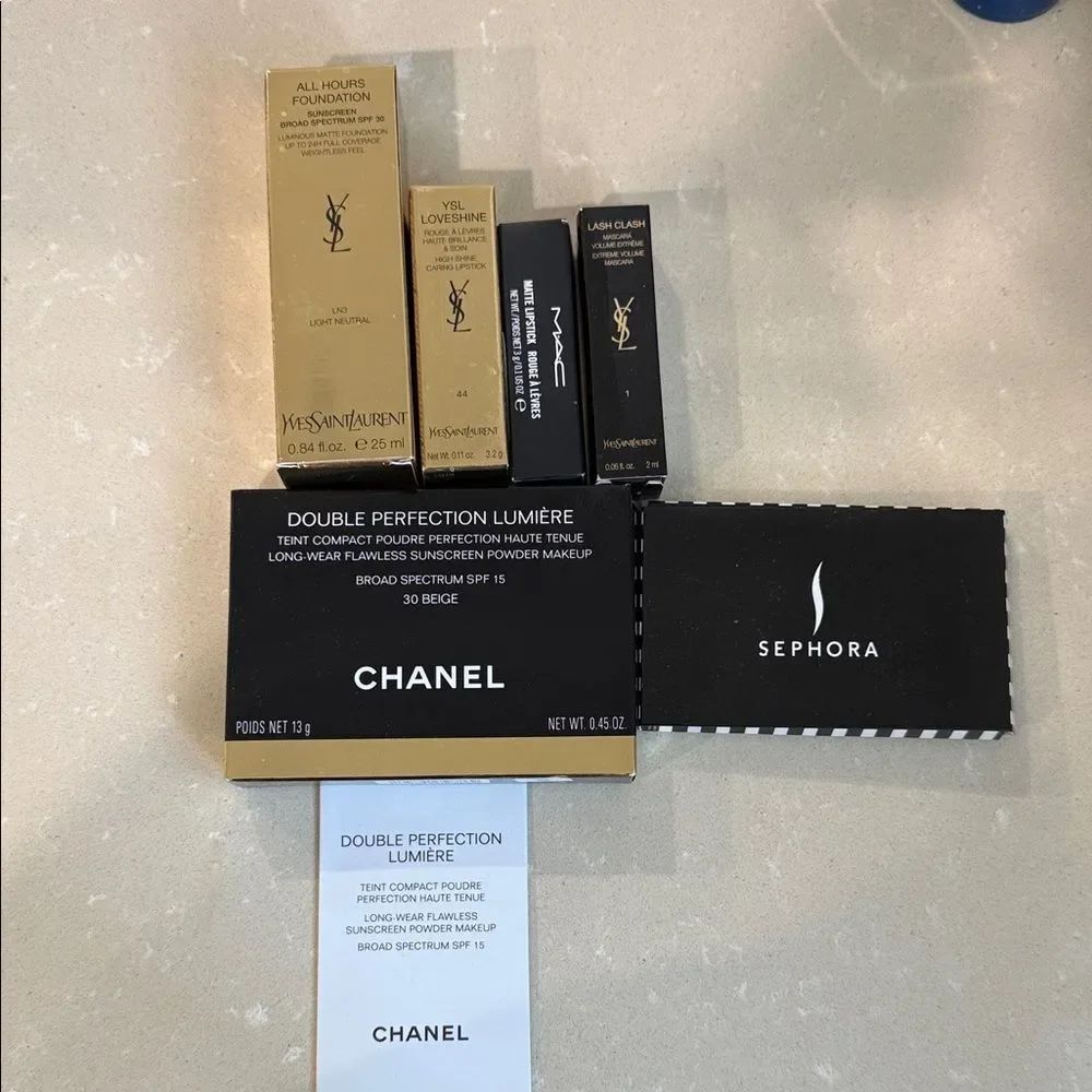YSL, MAC, Chanel, and Sephora Makeup Set boxes